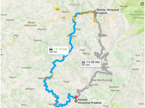 01. കസോളി, 38 കി മീ