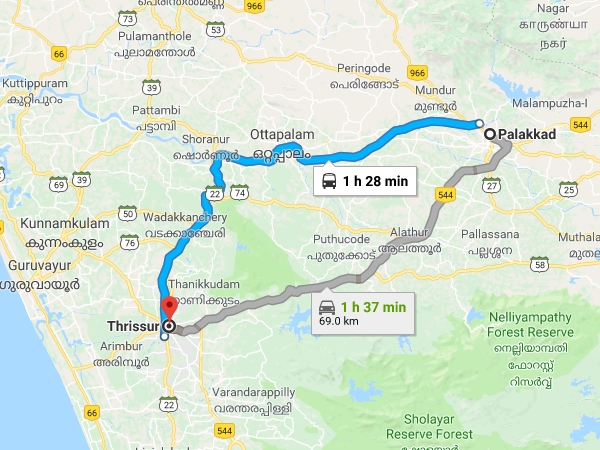 പാലക്കാട് നിന്നും തൃശൂരിലേക്ക്