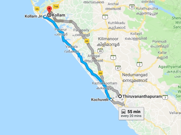 കൊല്ലത്തു നിന്നും തിരുവനന്തപുരം