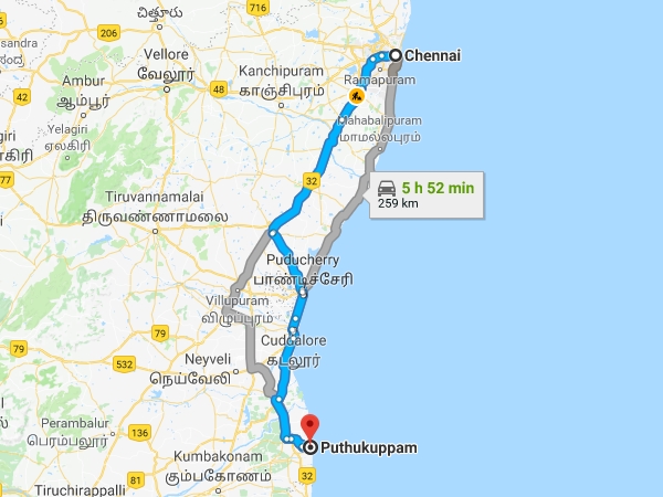 ചെന്നൈയില് നിന്നും എത്തിച്ചേരാന്