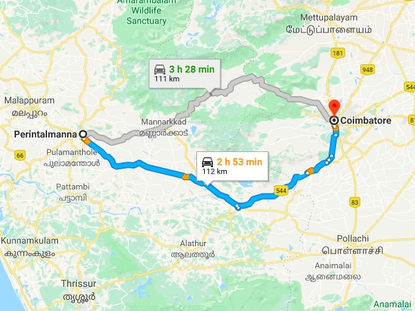 പെരിന്തല്മണ്ണയില് നിന്നും കോയമ്പത്തൂര്