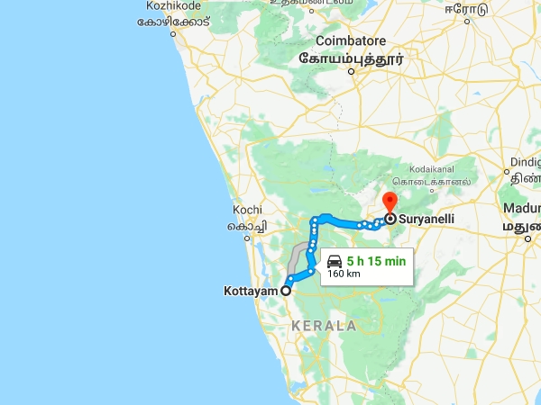 കോട്ടയം-പാലാ-സൂര്യനെല്ലി