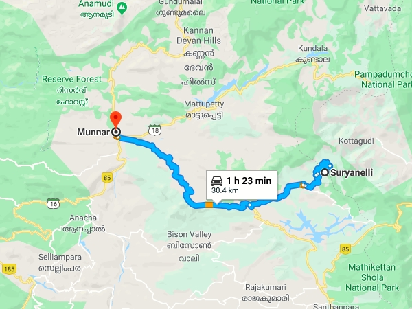 മൂന്നാറില് നിന്നും സൂര്യനെല്ലിയിലേക്ക്