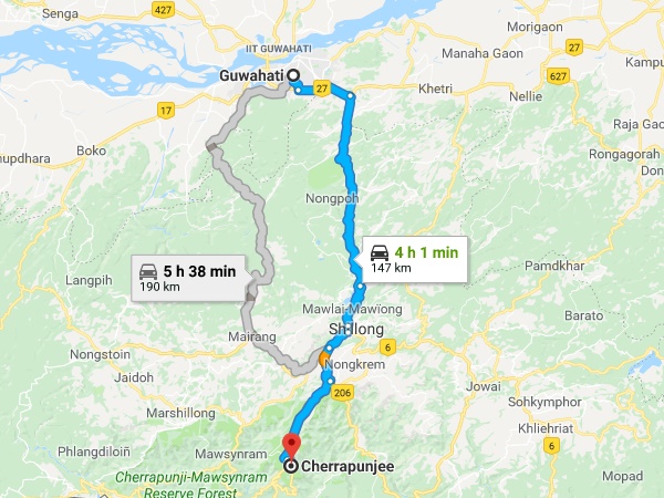 ചിറാപുഞ്ചിയിലെത്താൻ