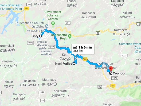 ഊട്ടിക്കും കൂനുരിനും ഇടയിൽ