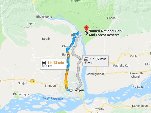 നമേരി നാഷണൽ പാർക്കിൽ എങ്ങനെ എത്തിച്ചേരാം