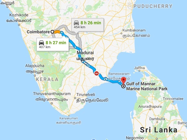 പ്രധാന സ്ഥലങ്ങളിൽ നിന്നുള്ള ദൂരം