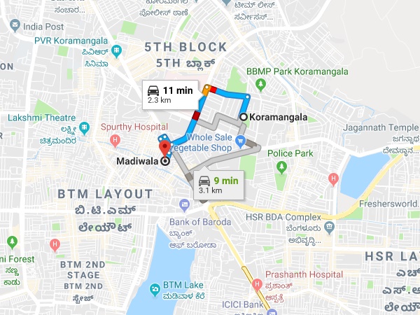 കോറമംഗളയിൽ നിന്നും