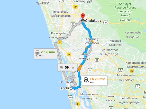 കൊച്ചിയിൽ നിന്നും ചാലക്കുടിക്ക്