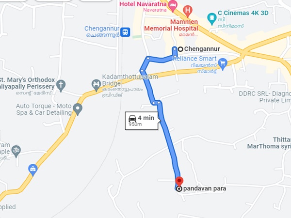 പാണ്ഡവന്പാറയില് എത്തിച്ചേരുവാന്